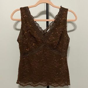 Brown Lace Tank Y2K